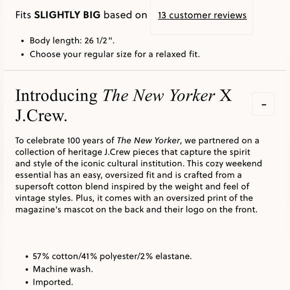 NWT J CREW x The New Yorker Limited-edition relaxed hoodie in heritage fleece - Picture 7 of 7